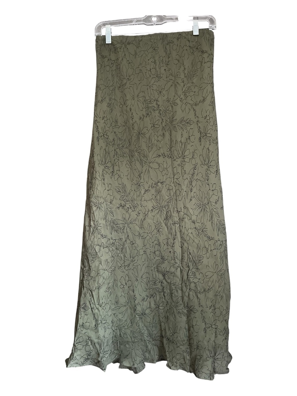 Robbie Bee Olive Green Silk Maxi Skirt Whimsigoth Fairycore Lined Size 12 NWT